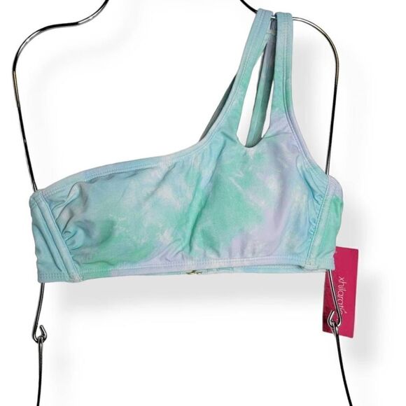Xhilaration  Blue tie Dye one shoulder Bikini Top XS Junior 00 - Picture 1 of 3